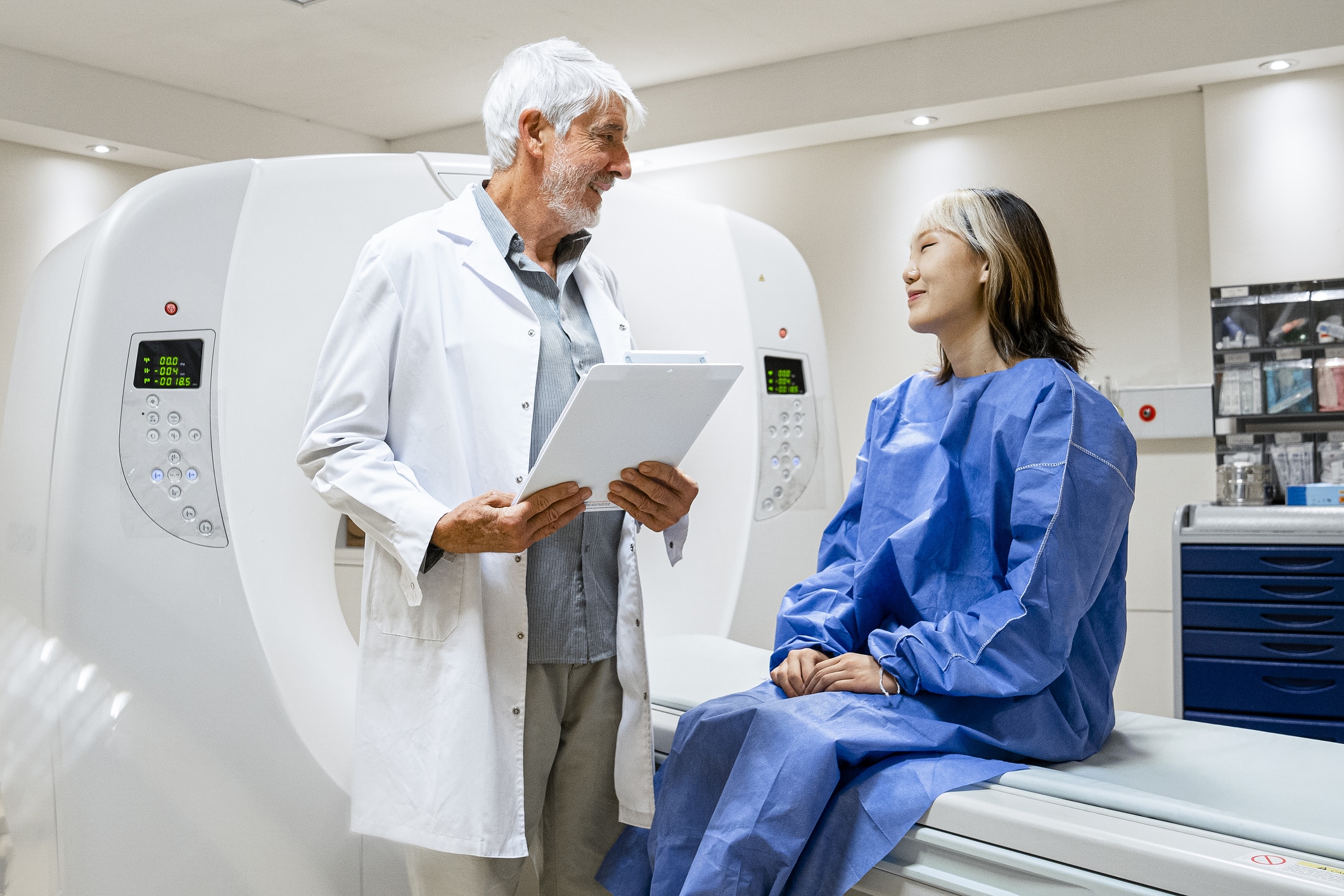 doctor and patient in a mri room
