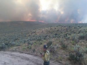 firefighter next to fire